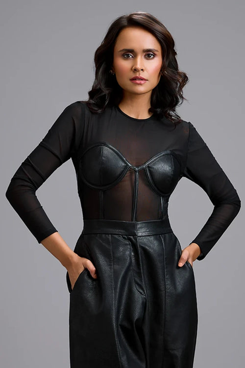 Eclipse Leather Bustier Bodysuit