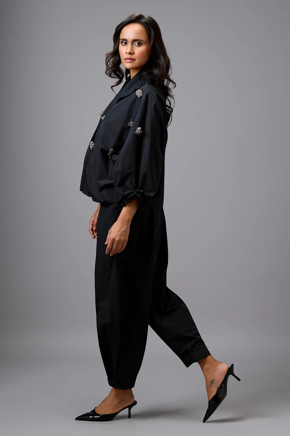 Eclipse Embellished Cropped Power Set