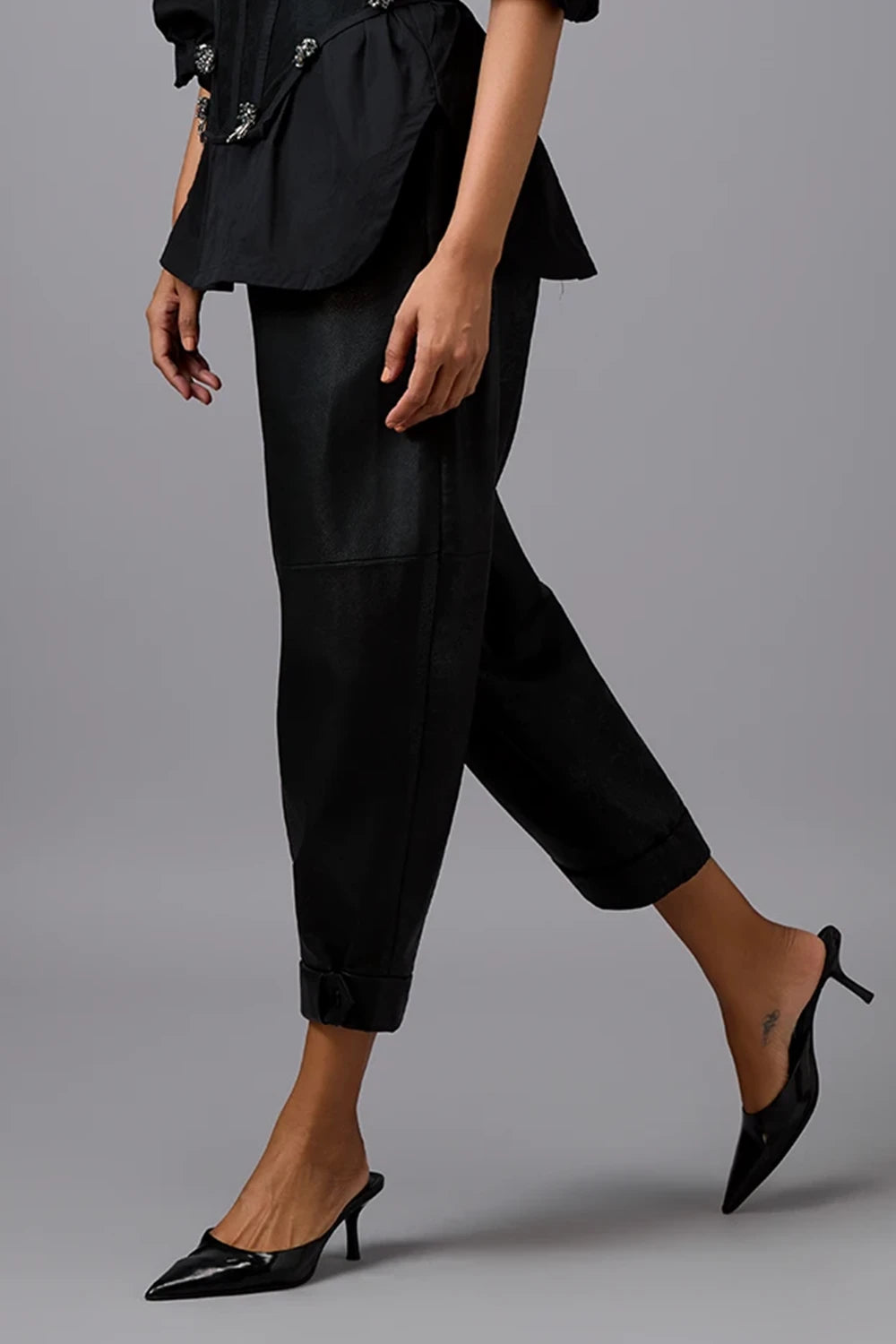 Eclipse Cuffed Leather Trousers