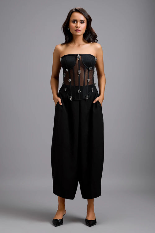 Eclipse Rhinestone Corset With Wide Leg Trousers