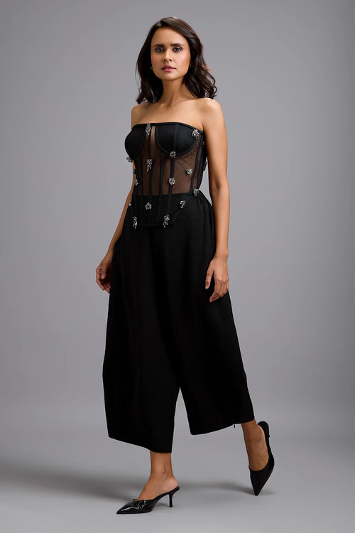 Eclipse Rhinestone Corset With Wide Leg Trousers