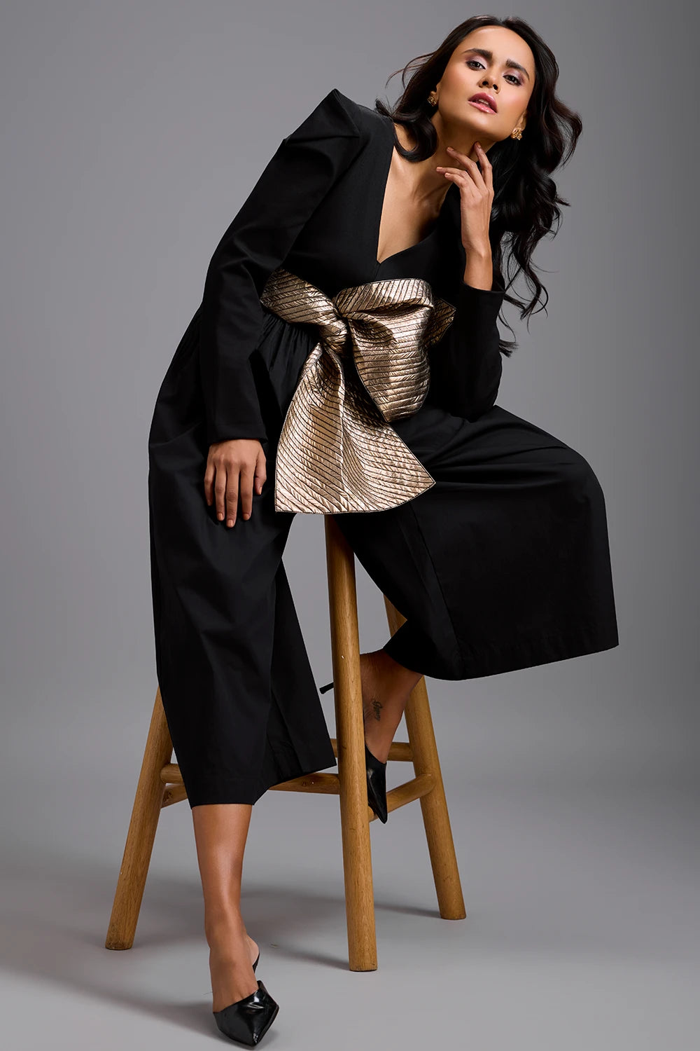 Eclipse Gold Bow Jumpsuit