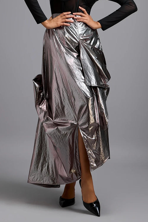 Moonlit Gunmetal Maxi Skirt