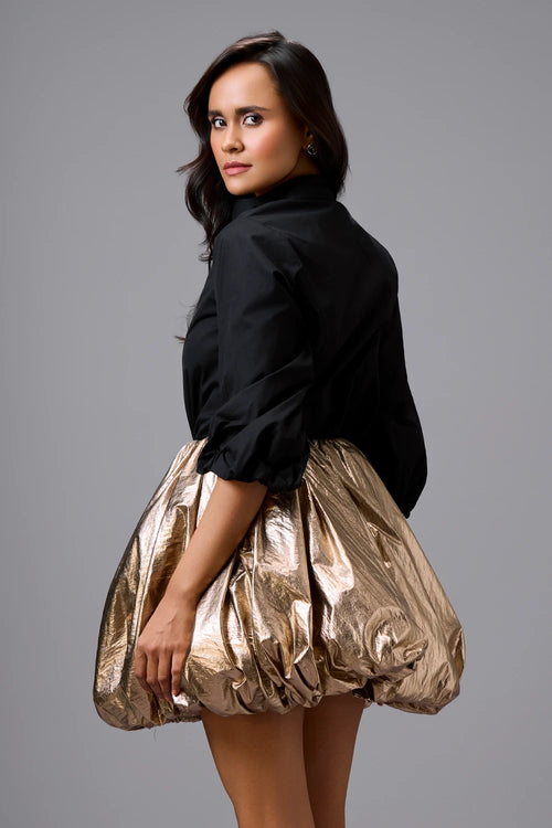 Golden Orbit Bubble Mini Dress Set