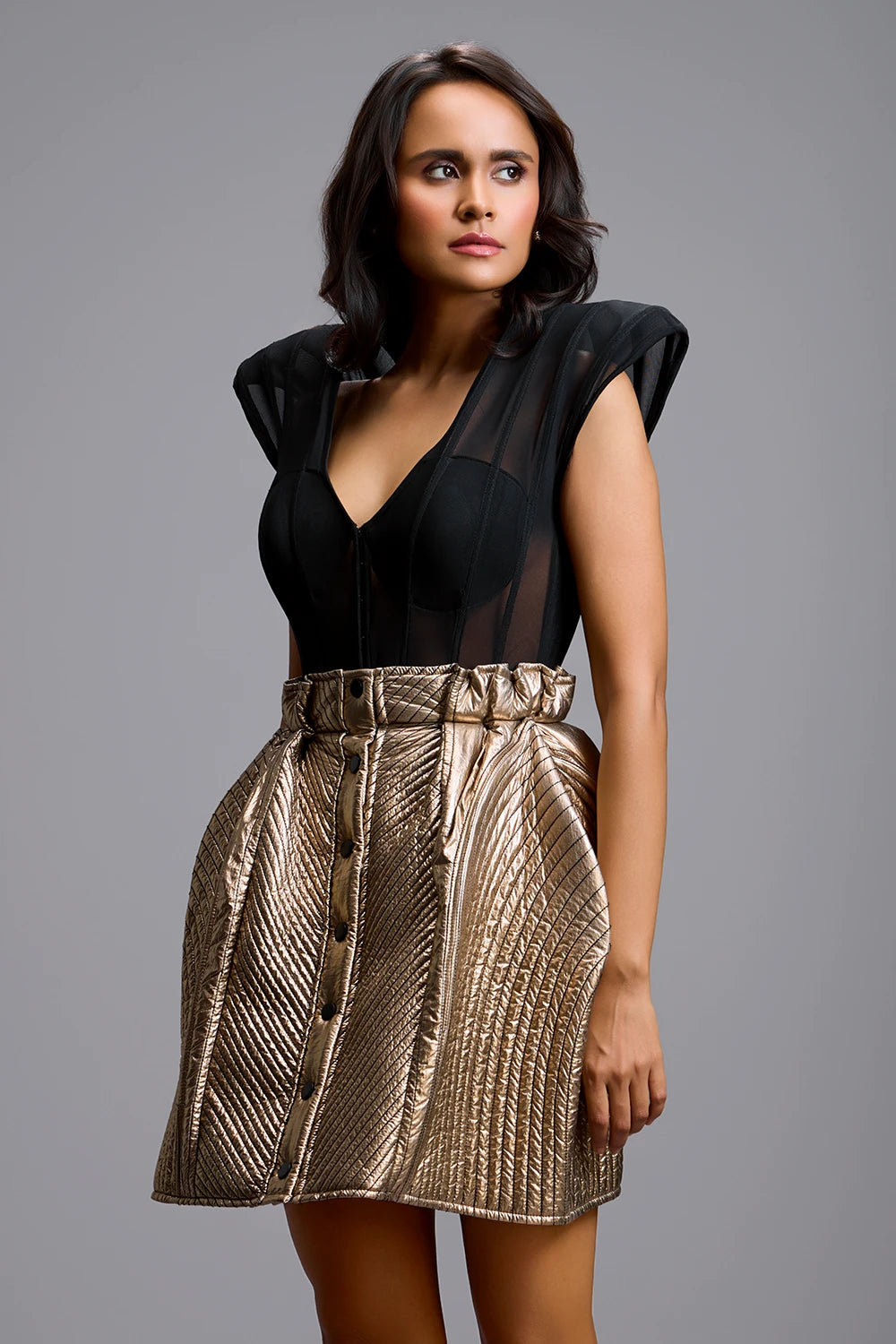 Starlit Sheer Quilted Metallic Set