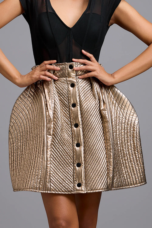 Golden Eclipse Button Skirt