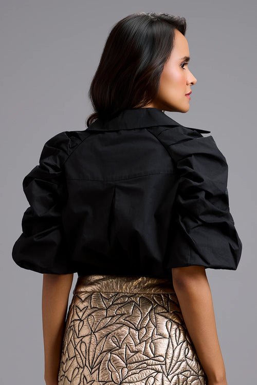 Noir Eclipse Puff-Sleeve Shirt