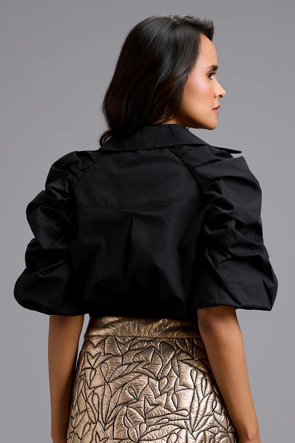 Noir Eclipse Puff-Sleeve Shirt