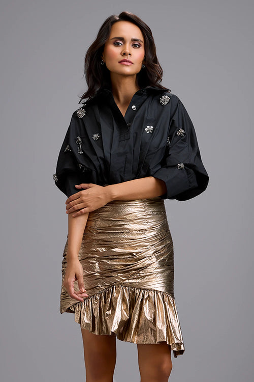 Golden Orbit Oversized Shirt Set