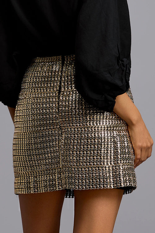 Lunar Gold Textured Mini Skirt