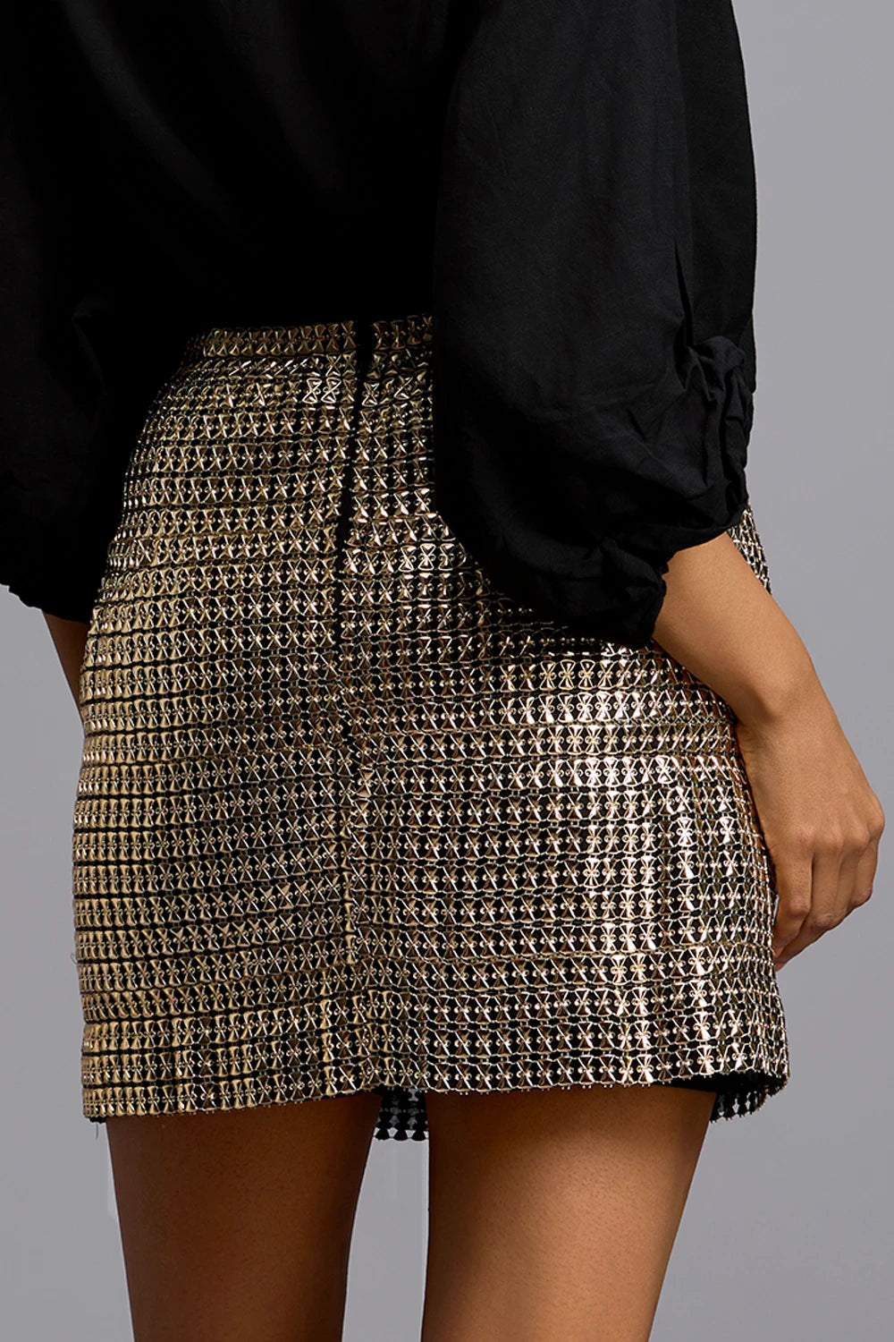 Lunar Gold Textured Mini Skirt