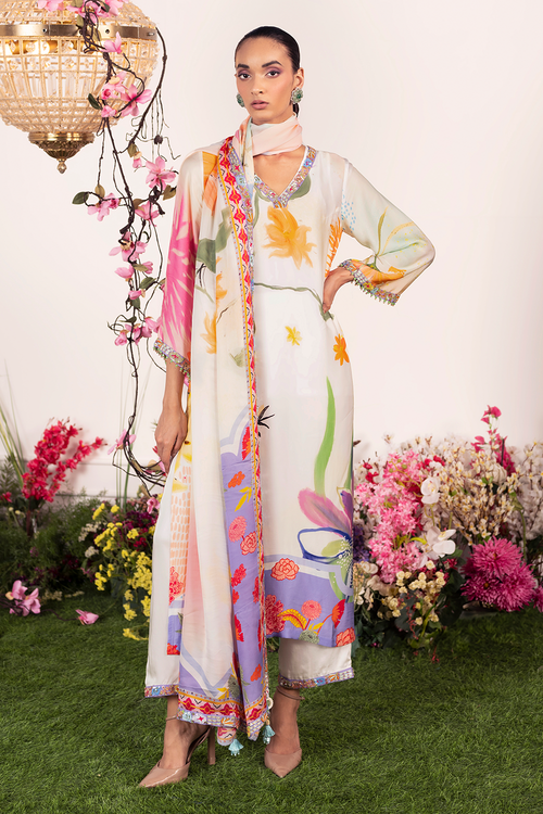 Vanilla Bloom Kurta Set with Dupatta Set