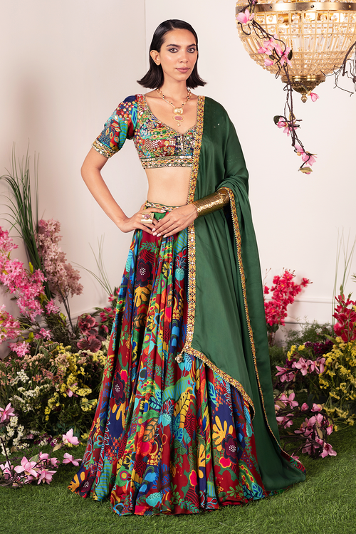 Crimson Lehenga and Blouse with Dupatta