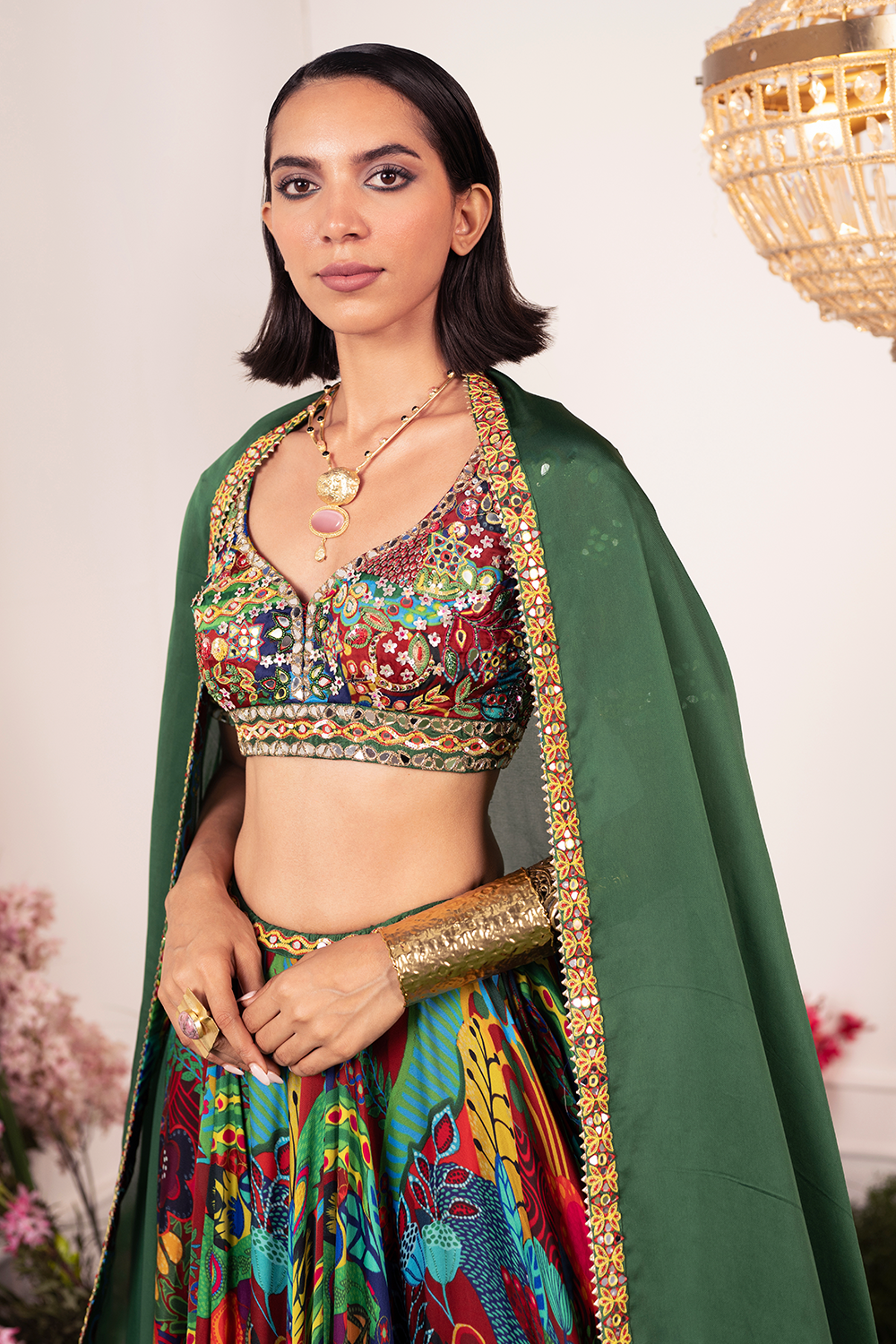 Crimson Lehenga and Blouse with Dupatta