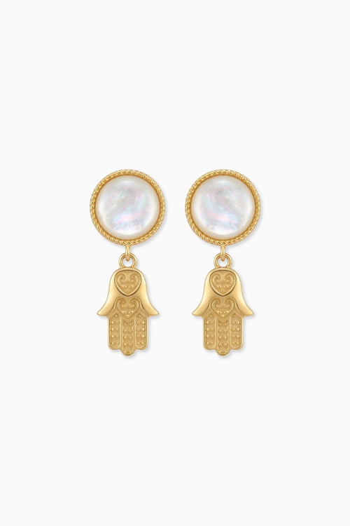 Hamsa Harmony Earrings with Pearl