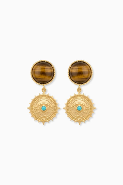 Guardian Eye Earrings with Tigers Eye