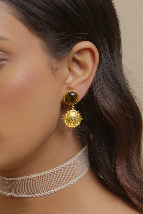 Guardian Eye Earrings with Tigers Eye