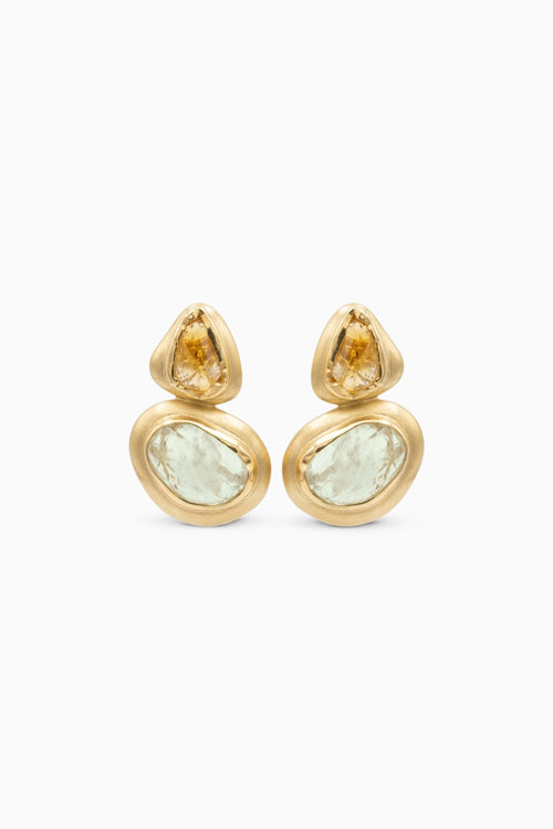 Pastel Poise Earrings with Citrine and Green Amethyst