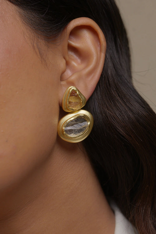 Pastel Poise Earrings with Citrine and Green Amethyst
