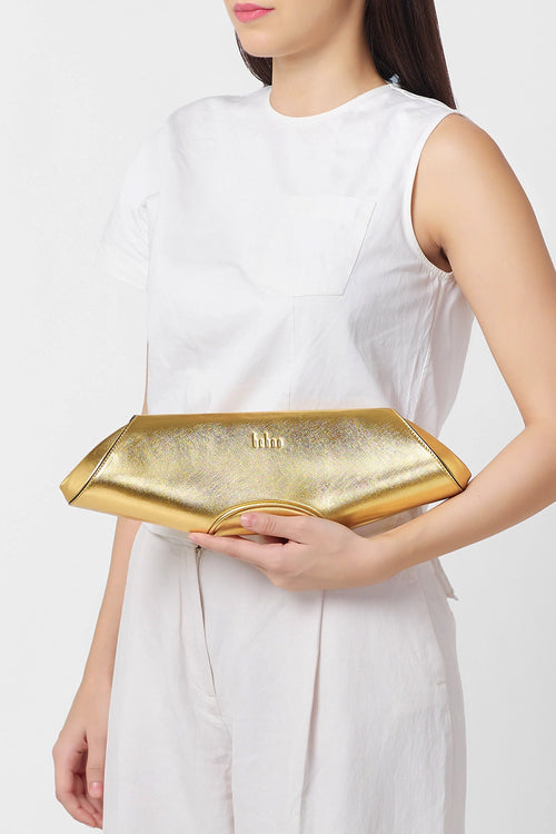 Elizabeth Metallic Gold Baguette Clutch