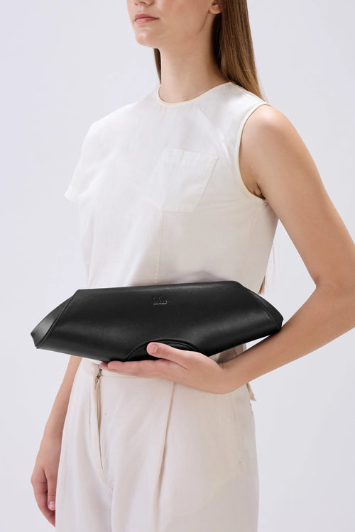 Elizabeth Nappa Black Baguette Clutch