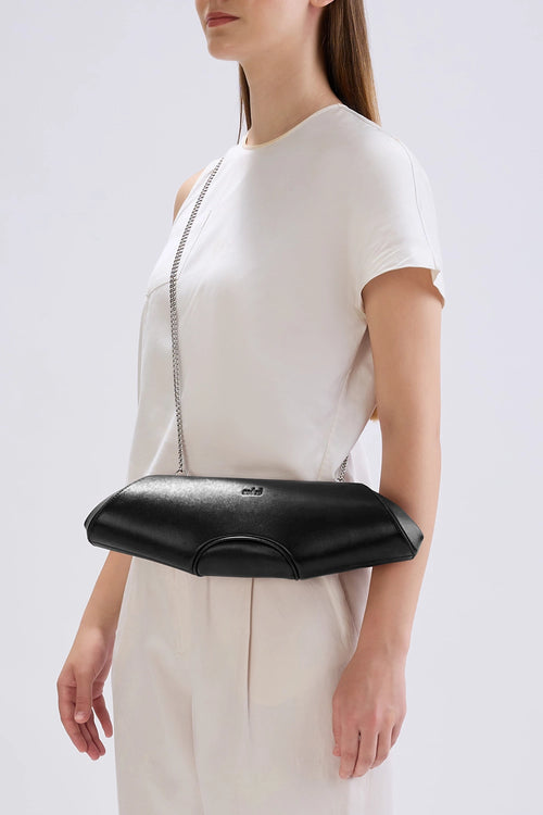Elizabeth Nappa Black Baguette Clutch