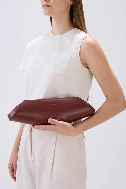 Elizabeth Nappa Brick Baguette Clutch Bag