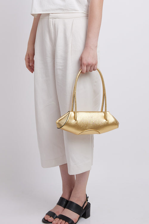 Elizabeth Metallic Gold Mini Baguette Bag