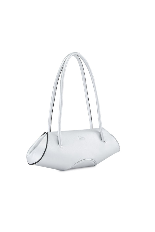 Elizabeth Metallic Silver Mini Baguette Bag