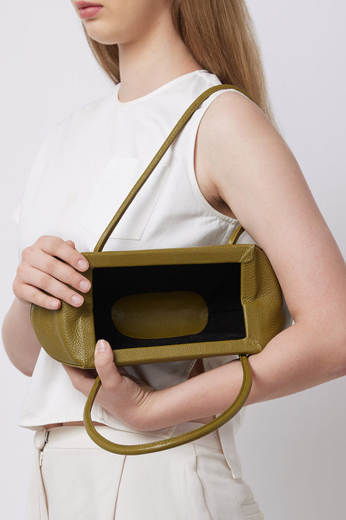 Elizabeth Pebble Olive Mini Baguette Bag