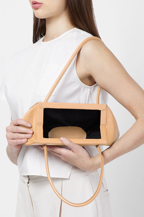 Elizabeth Pebble Peach Mini Baguette Bag