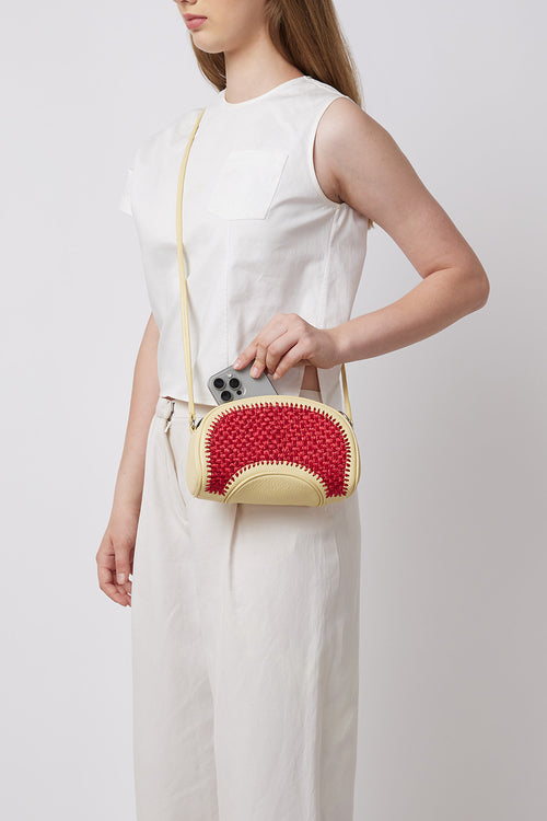Elizabeth Raffia Buttercream Camera Bag