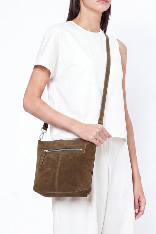 Elizabeth Suede Palm Crossbody Bag