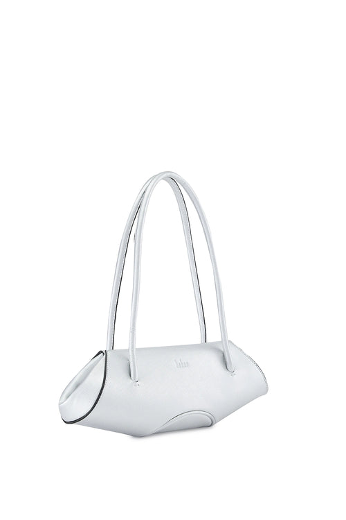 Elizabeth Metallic Silver Mini Baguette Bag
