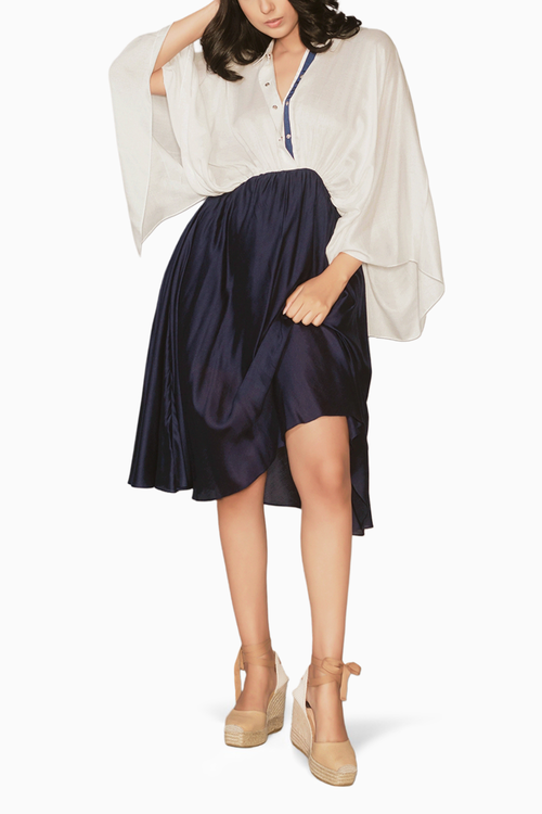 Elvira White and Blue Dress