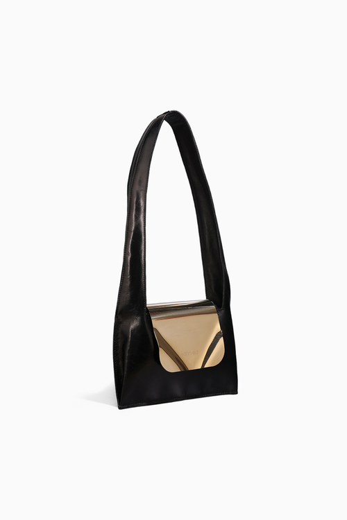 Carmine Black Metal Flap Bag