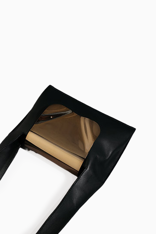 Carmine Black Metal Flap Bag