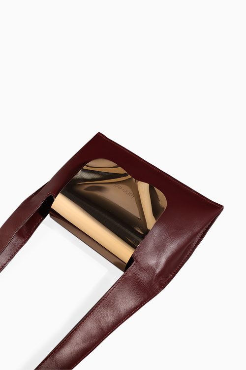 Carmine Red Metal Flap Bag