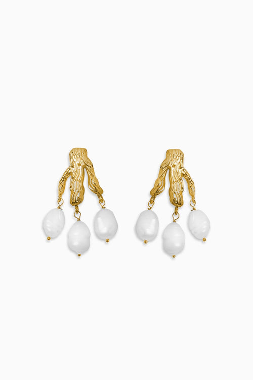 Tree Fork Studs Gold Tone