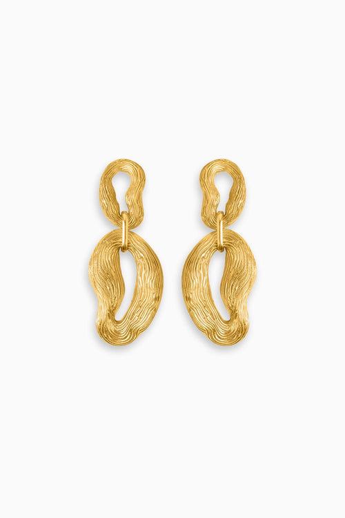 Knotty Pine Earrings - Gold Tone
