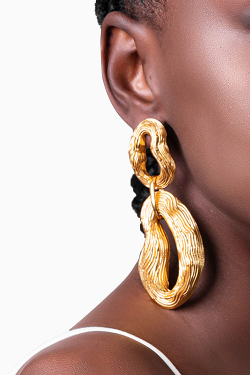 Knotty Pine Earrings - Gold Tone
