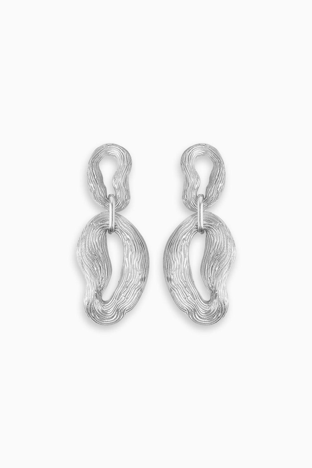 Knotty Pine Earrings - Silver Tone