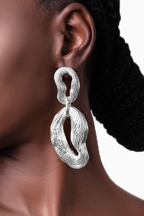 Knotty Pine Earrings - Silver Tone