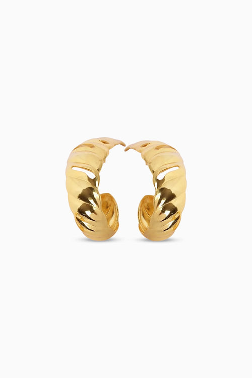 Aqua Swirl Earrings Gold Tone