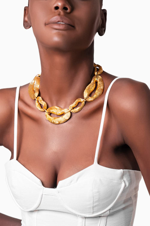 Knotty Link Necklace - Gold Tone