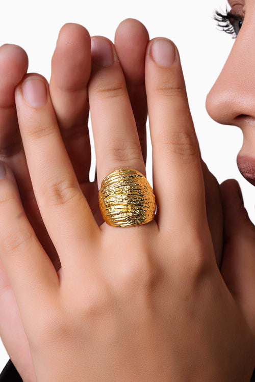 Oak Ring - Gold Tone