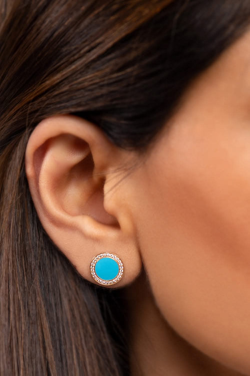 Enamel Diamond 14KT Gold Studs