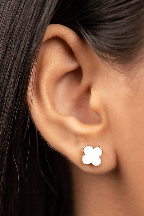 Clover Enamel 14KT Gold Studs