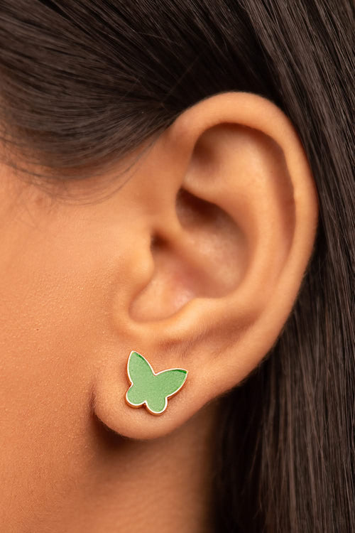 Butterfly Enamel 14KT Gold Studs
