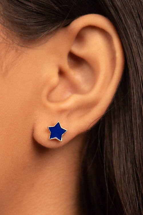 Star Enamel 14KT Gold Studs